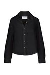 Anemos The Phillips Long Sleeve Button-down Shirt In Linen Cupro In Black