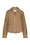 Anemos The Phillips Long Sleeve Button-down Shirt In Linen Cupro In Sandstone
