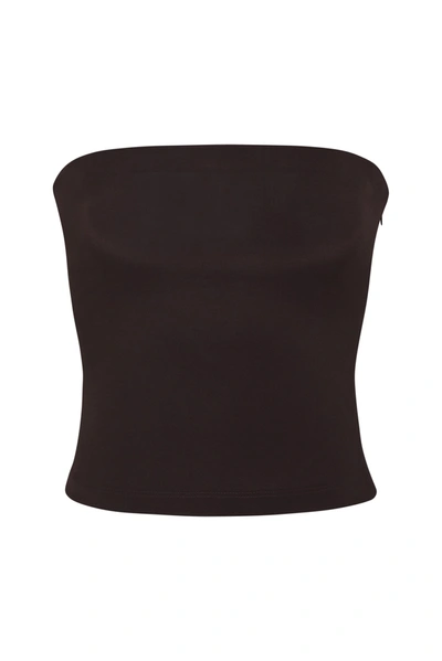 Anemos The Ritts Strapless Top In Stretch Cupro In Espresso