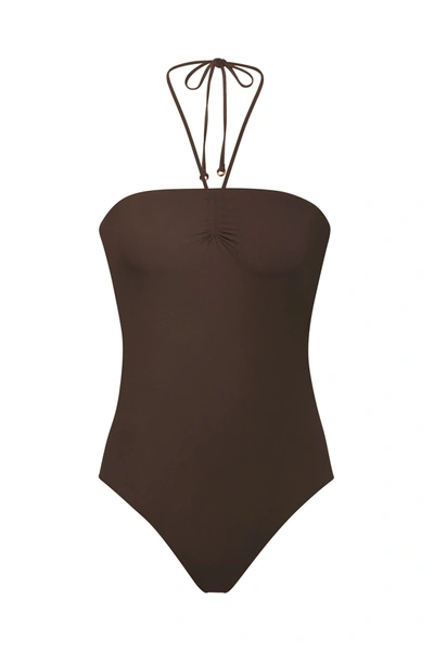 Anemos The Sweetheart Halter One-piece In Espresso