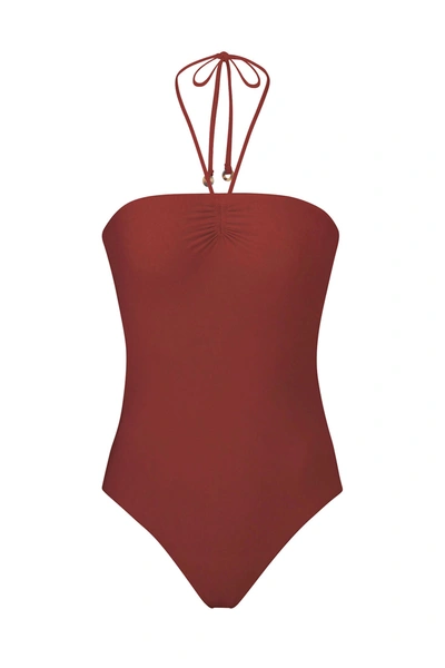 Anemos The Sweetheart Halter One-piece In Umber