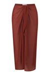 Anemos The Wrap Midi Skirt In Sheer Eco-chiffon In Umber