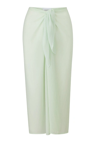 Anemos The Wrap Midi Skirt In Sheer Eco-chiffon In Celadon