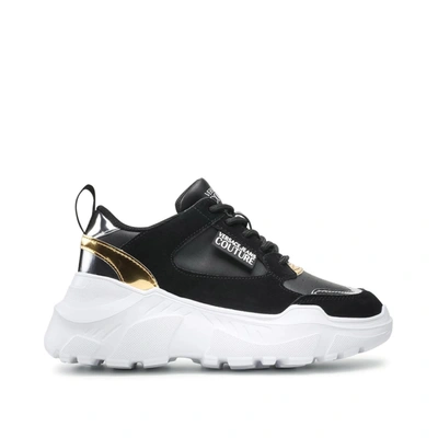 Versace Jeans Couture Leather And Suede Sneakers In Black