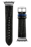 Ted Baker London Croc Embossed Leather Apple Watch® Watchband In Black