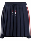 Thom Browne Rwb Pleated Mini Skirt In 415 Navy