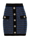 BALMAIN SEQUIN STRIPED KNIT SKIRT