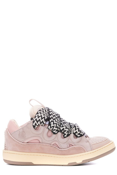 Lanvin Curb Leather Low-top Sneakers In Pale Pink