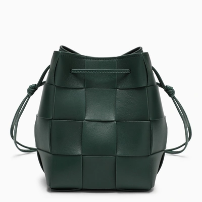 Bottega Veneta Cassette Mini Intrecciato Leather Bucket Bag In Green