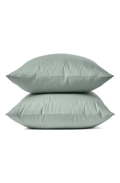 Coyuchi Set Of 2 Organic Crinkled Percale Pillowcases In Sage