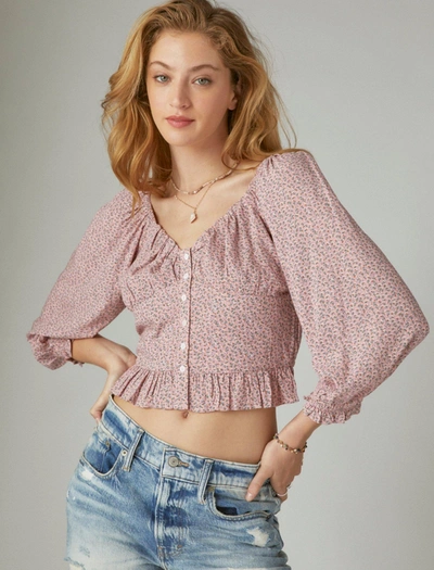 Lucky Brand Womens Button Front Top In Pink