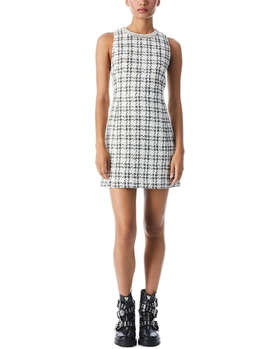 Alice And Olivia Clyde Crystal-embellished Checked Tweed Mini Dress In White