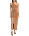 Alice And Olivia One-shoulder Slit-detail Dress In Brown