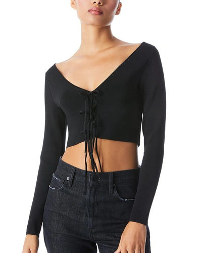 Alice And Olivia Sharee Cropped Pullover In Black