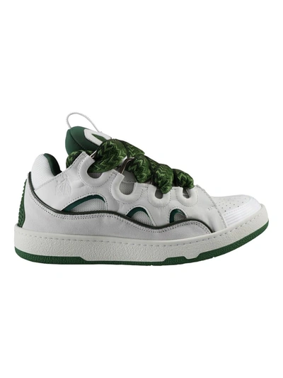 Lanvin Curb Leather Sneakers In White