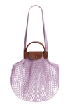 Longchamp Le Pliage Filet Mesh-knit Bag In Lilac