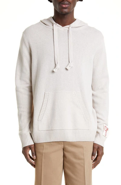 Golden Goose Logo-patch Knitted Hoodie In Cream