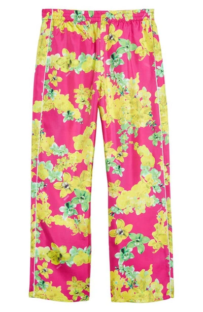 Versace Men's Bright Orchid Silk Pyjama Trousers In 5p010 Fuxia+multicol