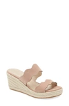 Pelle Moda Krew Espadrille Wedge Slide Sandal In Blush