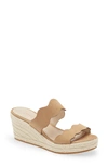 Pelle Moda Krew Espadrille Wedge Slide Sandal In Latte