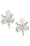 Lele Sadoughi Pave Ball Glitter Lily Drop Earrings In 14k Gold Plated In Silver Glitter