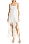 Jonathan Simkhai Jaycee Circle Lace Fringe Midi Dress In White
