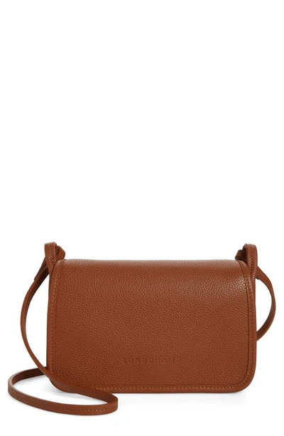 Longchamp Le Foulonné Leather Wallet Crossbody Bag In Caramel