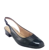 Trotters Dea Womens Toe Cap Block Heel Slingback Heels In Navy Leather / Navy Patent
