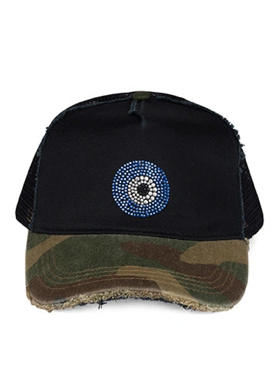 Lauren Moshi Jilly Crystal Evil Eye In Black Camo
