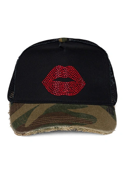 Lauren Moshi Jilly Crystal Red Lip In Black Camo