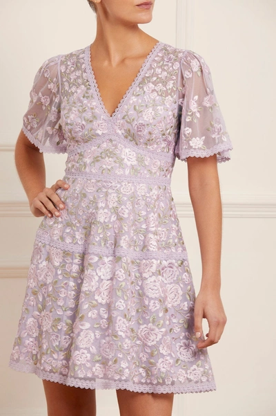 purple needle and thread dress Needle & Thread Lavender Rose Micro Mini Dress In Purple