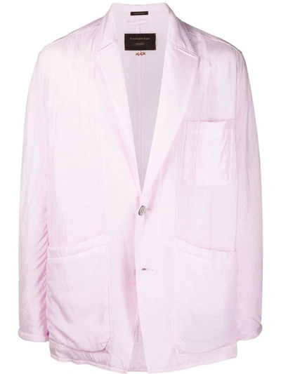 Ermenegildo Zegna Pastel Pink Silk Padded Blazer Nd Zegna Uomo 52