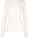 Low Classic Ribbed Knit Boat-neck Knitted Top In Beige