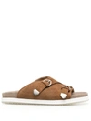 Paura Open Toe Slides In 725 Brown