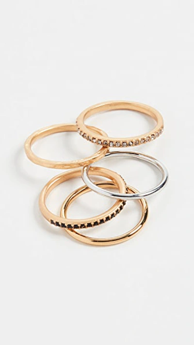 Madewell Filament Set Of 5 Stacking Rings In Gold