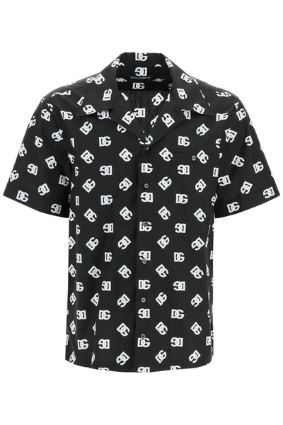 Dolce & Gabbana Logo-print Short-sleeve Shirt In Black