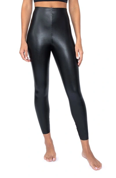 90 Degree By Reflex Faux Leather Leggings In Black