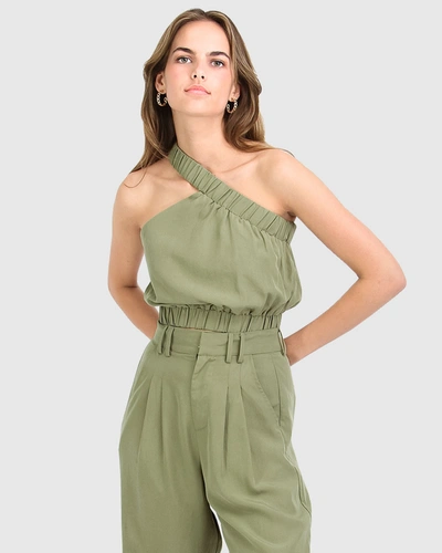 Belle & Bloom Sideline Cropped Top - Army Green