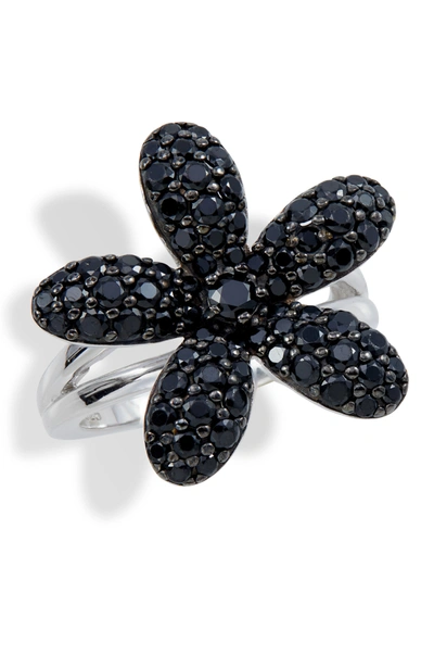 Savvy Cie Jewels Sterling Silver Black  Spinel Flower