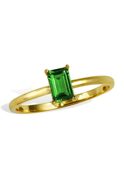 Savvy Cie Jewels 18k Gold Vemeil Birthstone Ring In Green