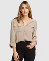 BELLE & BLOOM ECLIPSE ROLLED SLEEVE BLOUSE - SAND