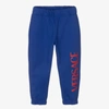 VERSACE BOYS BLUE LOGO COTTON JOGGERS