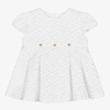 VERSACE BABY GIRLS WHITE SATIN LOGO DRESS