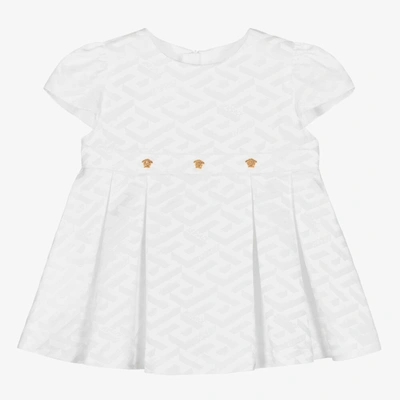 Versace Baby Girls White Satin Logo Dress