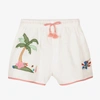 Zimmermann Girls Ivory Linen Palm Tree Shorts In Ivory