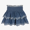 ZIMMERMANN GIRLS BLUE EMBROIDERED DENIM SKIRT