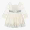 ABUELA TATA GIRLS IVORY & BLUE TULLE DRESS