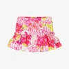 VERSACE GIRLS PINK COTTON FLORAL SKIRT