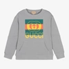 Gucci Kids' Logo Cotton-jersey Sweatshirt In Thunderstorm/mc