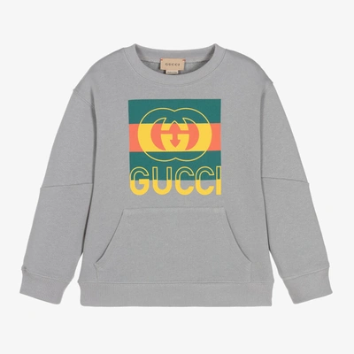 Gucci Logo Cotton-jersey Sweatshirt In Thunderstorm/mc